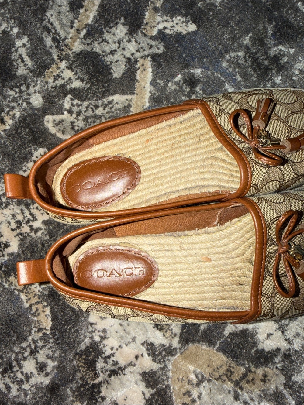Coach Carson Espadrille  saddle tassel Monogram brown slip on shoes size 8.5 - Picture 4 of 7